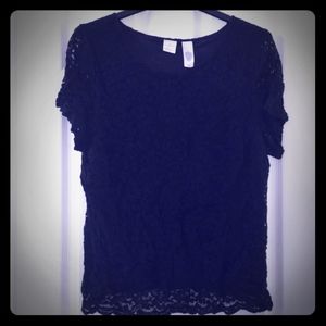 Plus size lace top with underlayment